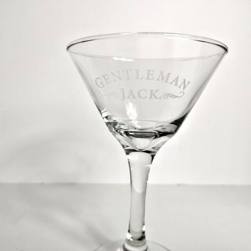 Set of 2 Gentleman Jack Stemmed Martini Glasses Etched - Picture 3 of 4